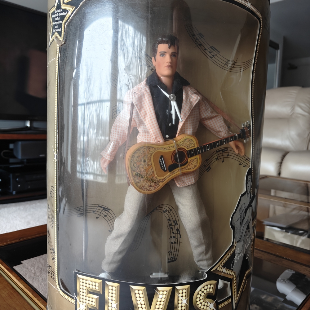 Hasbro Elvis Presley Doll with Guitar - Black, White, Tan